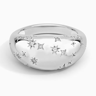 Leo Zodiac Constellation Diamond Dome Ring