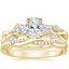 18K Yellow Gold Three Stone Willow Diamond Ring (1/3 ct. tw.) with Petite Twisted Vine Diamond Ring (1/8 ct. tw.)