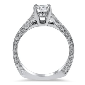 Custom Engraved Split Shank Diamond Ring