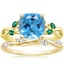 18K Yellow Gold Willow Ring With Lab Emerald Accents with Winding Willow Diamond Ring (1/8 ct. tw.)