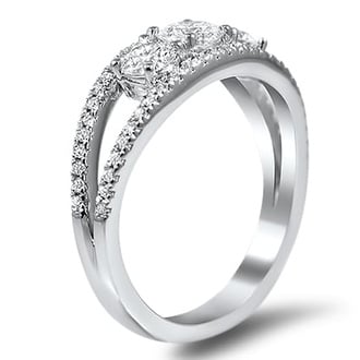 Custom Split Shank Three Diamond Ring