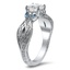 Twisted Scroll Diamond Ring with Aquamarine Accents, smallview