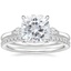 Platinum Perfect Fit Three Stone Pear Diamond Ring with Luxe Ballad Diamond Ring