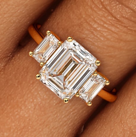 Emerald Cut Three Stone Diamond Ring
