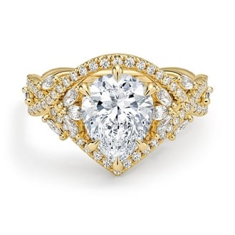 Custom Nature-Inspired Halo Diamond Ring