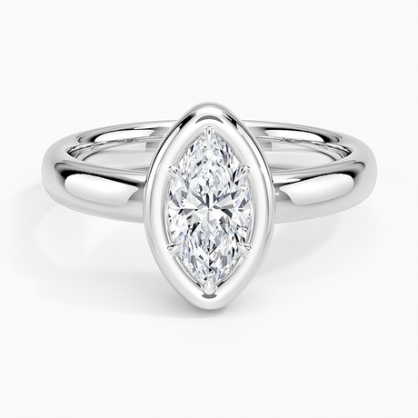 18K White Gold Andrea Bezel Prong Ring