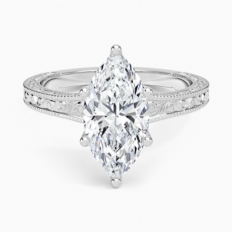 14K White Gold Hudson Engraved Ring