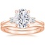 14K Rose Gold Selene Diamond Ring (1/10 ct. tw.) with Petite Curved Wedding Ring