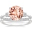 18KW Morganite Selene Diamond Ring with Petite Curved Diamond Ring, smalltop view
