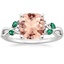 18K White Gold Willow Ring With Lab Emerald Accents, smalltop view