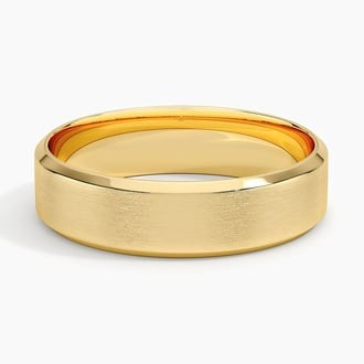 Slim Profile Beveled Edge Matte 5.5mm Wedding Ring in 18K Yellow Gold