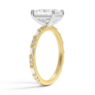 Custom Mixed Metal Baguette and Round Diamond Ring