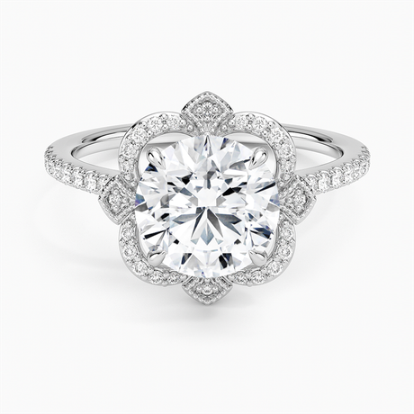 Platinum Reina Halo Diamond Ring