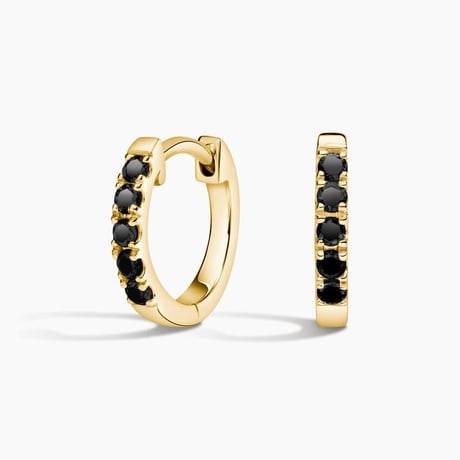 Black Diamond Huggie Hoop Earrings