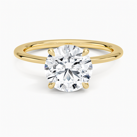 18K Yellow Gold Petite Secret Halo Diamond Ring