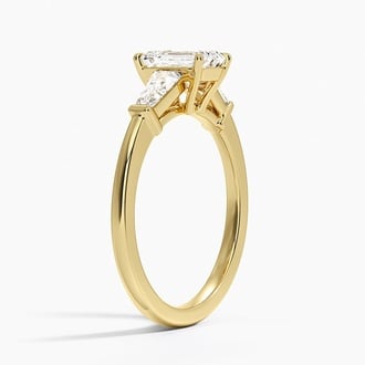 Symphony Tapered Baguette Three Stone with 1ct Emerald Certified Lab Diamond in 18K Yellow Gold