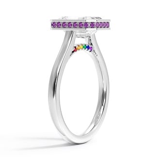 Custom Hidden Halo and Accents Diamond and Gemstone Ring