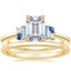 18K Yellow Gold Mazarine Ring with Petite Comfort Fit Wedding Ring