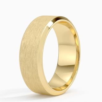 Beveled Edge Matte 7.5mm Wedding Ring in 18K Yellow Gold