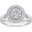 18K White Gold Bella Diamond Ring with Petite Curved Wedding Ring