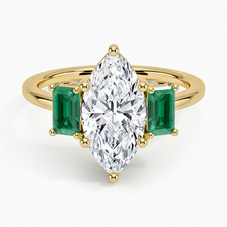 Luxe Rhiannon Three Stone Lab Emerald Ring