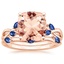 14KR Morganite Willow Bridal Set With Sapphire Accents, smalltop view