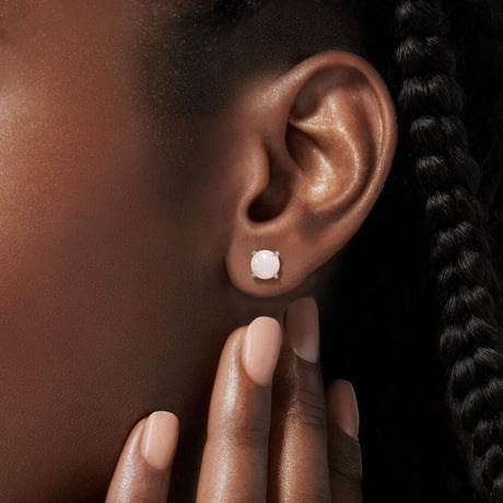Opal Solitaire Stud Earrings
