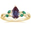 18K Yellow Gold Willow Ring With Lab Emerald Accents, smalltop view