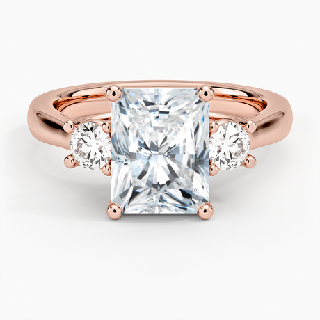 14K Rose Gold Petite Three Stone Trellis Diamond Ring (1/3 ct. tw.)
