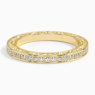 Antique Scroll Engraved Eternity Diamond Ring (2/5 ct. tw.) in 18K Yellow Gold