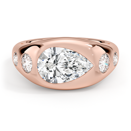 14K Rose Gold Sloane Flush Set Five Stone Diamond Dome Ring