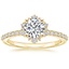 18K Yellow Gold Flor Halo Diamond Ring, smalltop view