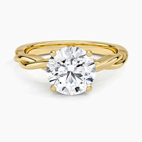 18K Yellow Gold Twisted Vine Solitaire Ring