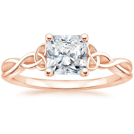 14K Rose Gold Entwined Celtic Love Knot Ring with Celtic Knot Diamond Ring