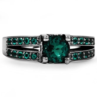 Custom Black Rhodium Emerald Ring