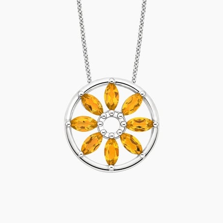 Nature Inspired Citrine Hoop Necklace