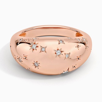 Leo Zodiac Constellation Diamond Dome Ring