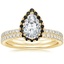 18K Yellow Gold Waverly Diamond Ring with Black Diamond Accents with Luxe Ballad Diamond Ring