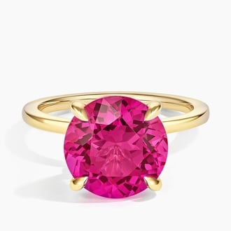 Strawberry Sweetheart Pink Lab Sapphire and Lab Diamond Cocktail Ring