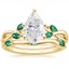 18KY Moissanite Willow Bridal Set With Lab Emerald Accents, smalltop view