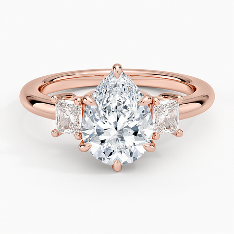 14K Rose Gold Helena Radiant-Cut Three Stone Diamond Ring (3/8 ct. tw.)