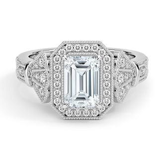 Custom Art Deco-Inspired Halo Diamond Ring