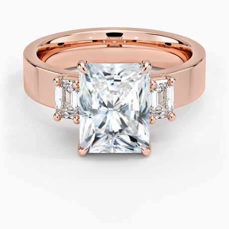 14K Rose Gold Peyton Emerald Cut Three Stone Diamond Ring (1/2 ct. tw.)