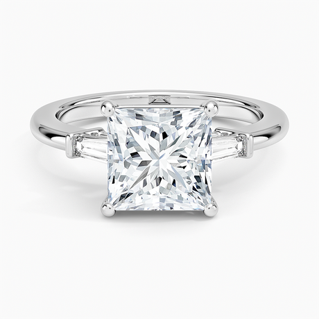 18K White Gold Symphony Tapered Baguette Three Stone Diamond Ring (1/5 ct. tw.)