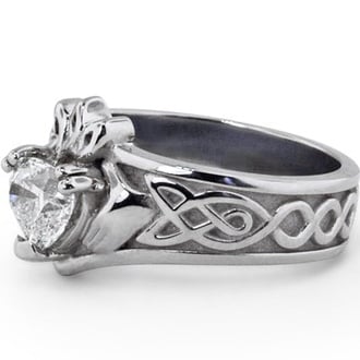 Custom Claddagh with Heart Shaped Diamond Center