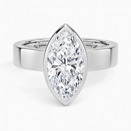 18K White Gold Peyton Bezel Diamond Solitaire Ring