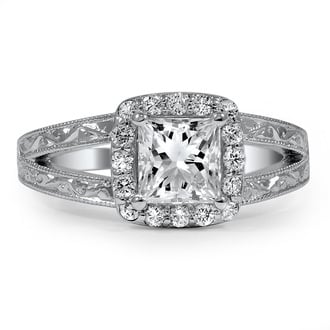 Custom Split-shank Adorned Halo Diamond Ring