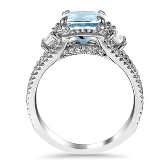 Custom Split-Shank Aquamarine and Diamond Ring