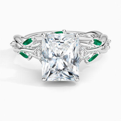 Platinum Secret Garden Lab Emerald and Diamond Ring (1/4 ct. tw.)