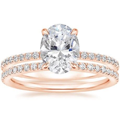 14K Rose Gold Demi Diamond Ring with Luxe Ballad Diamond Ring